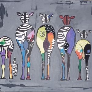 Original Acrylic Colorful Zebra Art Painting